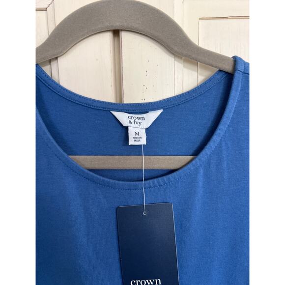 NWT Crown & Ivy size XL blue stretch knit midi dress - Picture 2 of 3